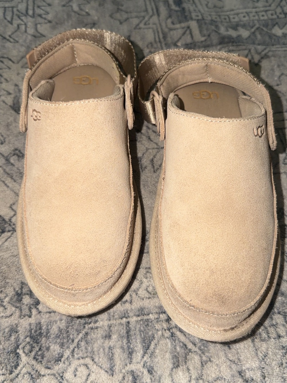 UGG Kids Sandstone Suede Slip-Ons with Hook-and-Loop Strap